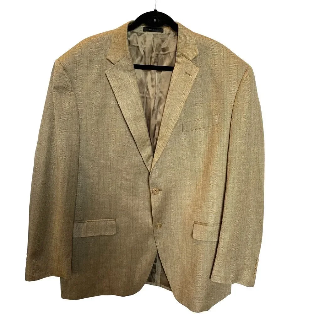 Lauren by Ralph Lauren Men's Sport Coat Camel w/lt blue pinstripe Size 48R